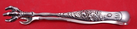 Sugar Tong w/ claws  round end  w/ wild rose motif  4 1/4